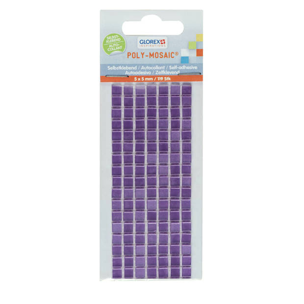 119x stuks mozaieken maken steentjes/tegels kleur lila paars 5 x 5 x 2 mm - Mozaiektegel