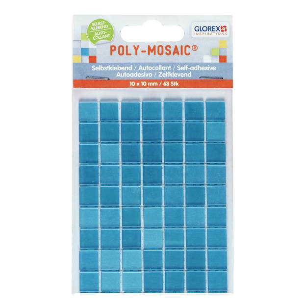 63x stuks mozaieken maken steentjes/tegels kleur lichtblauw 10 x 10 x 2 mm - Mozaiektegel