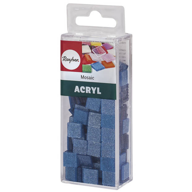 615x stuks Acryl glitter mozaiek steentjes blauw 1 x 1 cm - Mozaiektegel