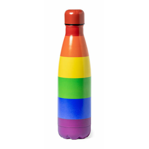 RVS waterfles/drinkfles - 2x - regenboog kleuren - met schroefdop - 790 ml - Drinkflessen