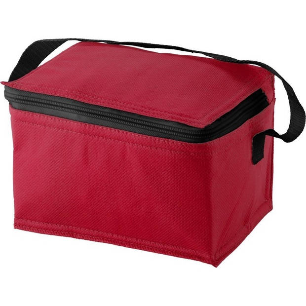 Koelbox/koeltas rood/zwart voor 6/sixpack blikjes - Koeltas