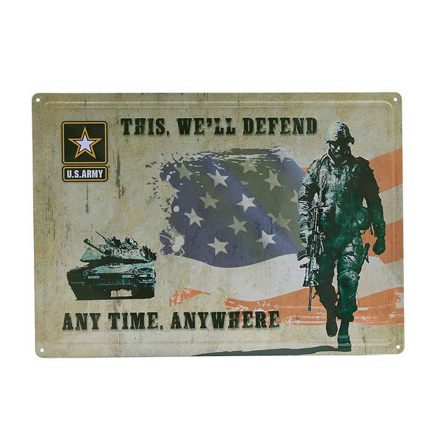 US Army - we will defend - Metalen - Wandbord - 32x41 cm - Metalen wandbordjes