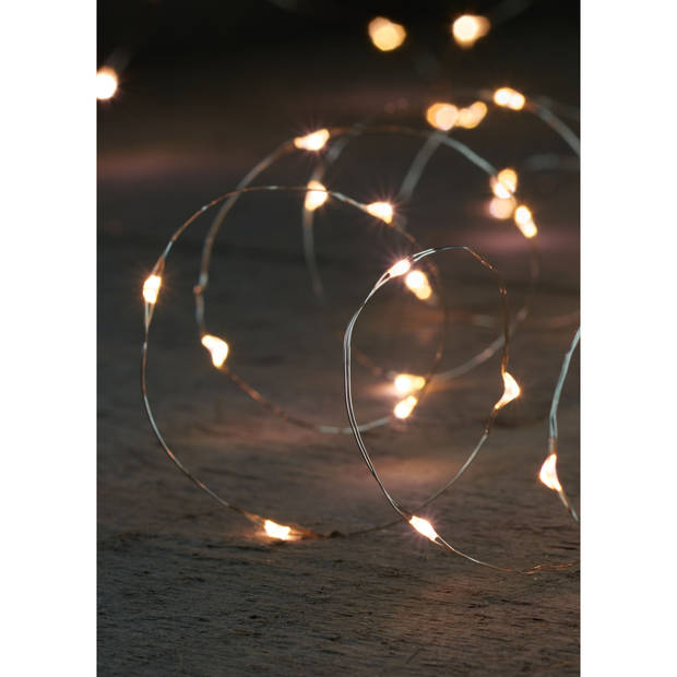 Anna Collection lichtdraad - 2x st - zilver -20 leds -warm wit -100cm - Lichtsnoeren