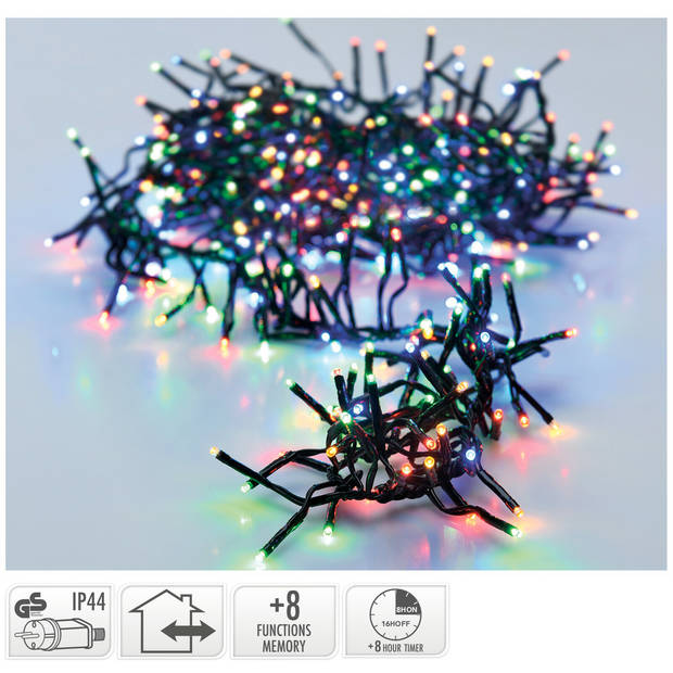 Christmas Decoration clusterlichtjes gekleurd -140 cm -192 leds - Kerstverlichting kerstboom
