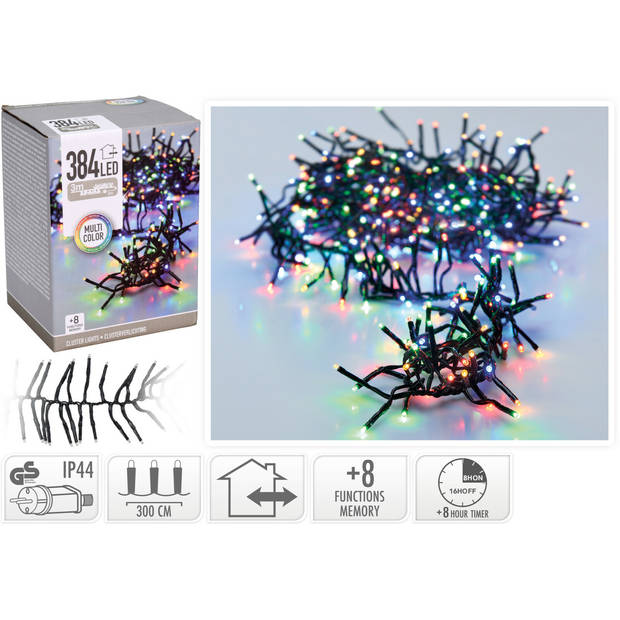 Christmas Decoration clusterlichtjes gekleurd -280 cm -384 leds - Kerstverlichting kerstboom