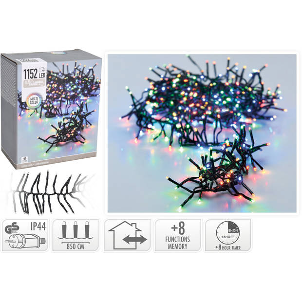 Christmas Decoration clusterlichtjes gekleurd -840 cm -1152 leds - Kerstverlichting kerstboom