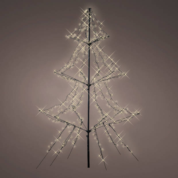 Verlichte figuren zwarte lichtboom/metalen boom/kerstboom met 420 led lichtjes 200 cm - kerstverlichting figuur