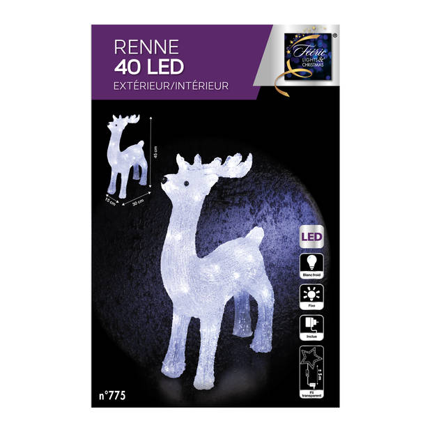 Feeric lights and christmas - LED verlichte rendier - 45,5 cm - 40 leds - kerstverlichting figuur