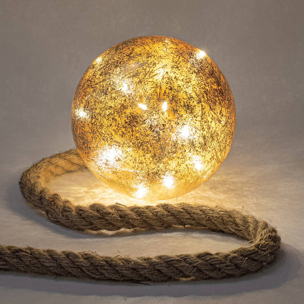 Anna Collection kerstbal - D15 cm - met LED licht- D15 cm - aan touw - kerstverlichting figuur