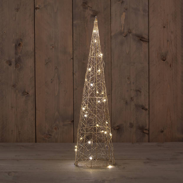 Anna Collection LED kerstboom kegels - 2x - H60 - goud - metaal - kerstverlichting figuur