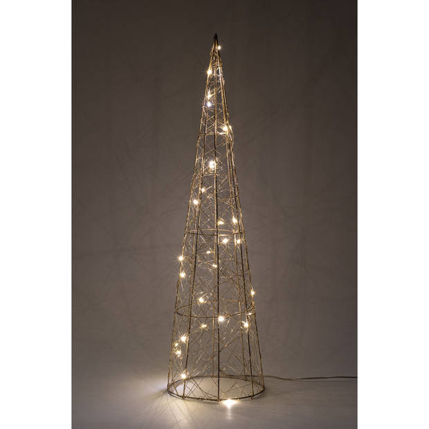 Anna Collection LED kerstboom kegel - H60 - goud - metaal - kerstverlichting figuur