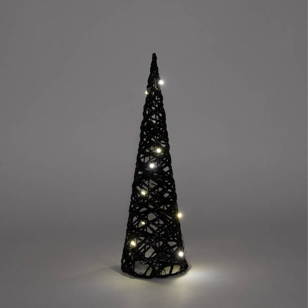 Anna Collection LED piramide kerstboom - H40 cm - zwart - kunststof - kerstverlichting figuur