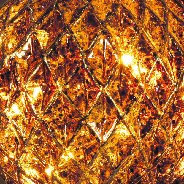 Anna Collection glazen kerstbal - met verlichting -D15 cm -antiek goud - kerstverlichting figuur