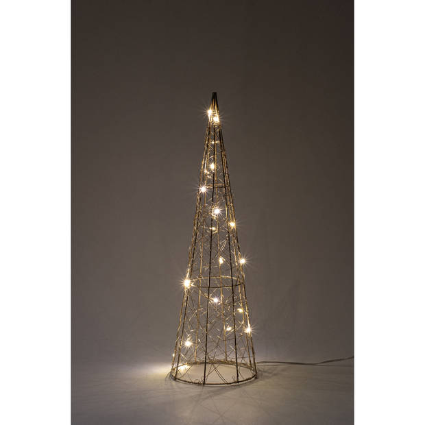 Anna Collection LED kerstboom kegel - H40 cm - goud - metaal - kerstverlichting figuur