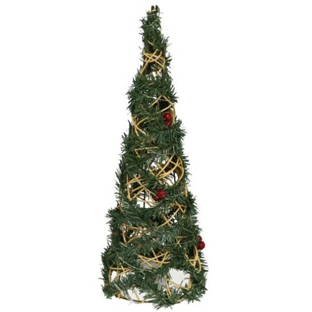 2x stuks kerstverlichting figuren Led kegel kerstbomen draad/groen 40 cm 20 leds - kerstverlichting figuur