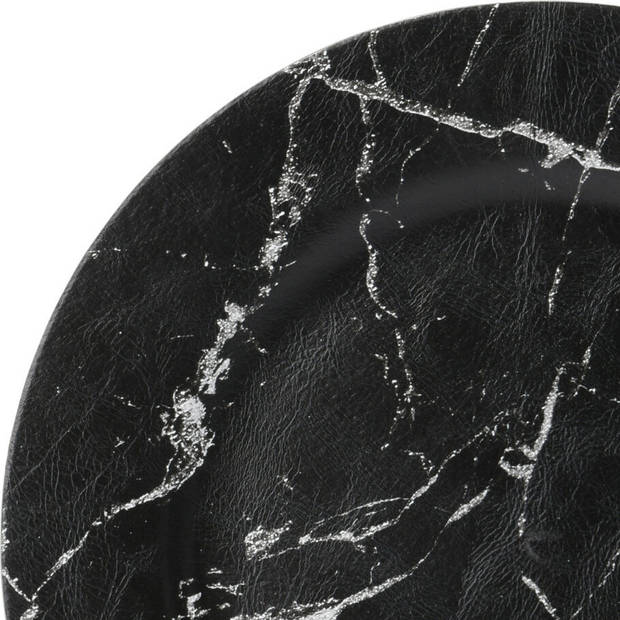 Home & Styling kaarsenbord - zwart marmer - kunststof - D33 cm - Kaarsenplateaus