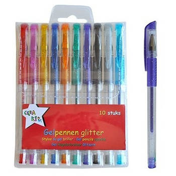 Gekleurde gelpennen met glitter 10 stuks - Gelpennen