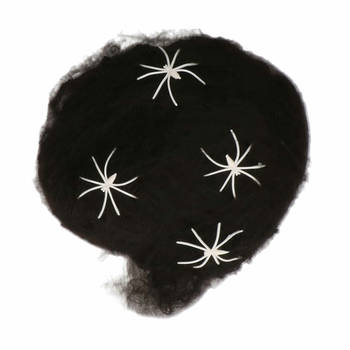Boland Decoratie spinnenweb/spinrag met spinnen - 60 gram - zwart - Halloween/horror versiering - Feestdecoratievoorwerp