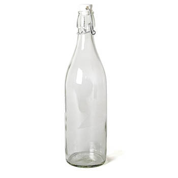 6x Beugelfles/weckfles van transparant glas met beugeldop 1 liter - Decoratieve flessen