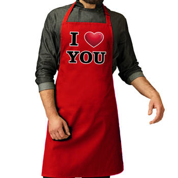 I love you chef kok keukenschort rood voor heren - Feestschorten