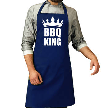 Bbq schort BBQ King kobalt blauwvoor heren - Feestschorten
