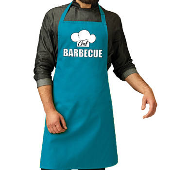 Schort chef barbecue turquoise voor heren - barbecue schorten - Feestschorten