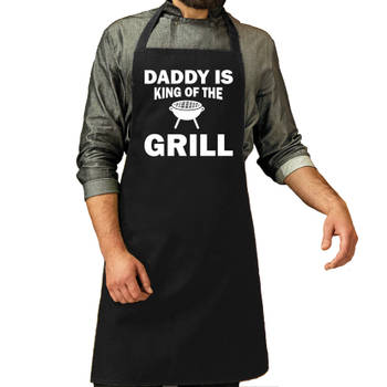 Vaderdag cadeau schort zwart daddy king of the grill voor heren - Feestschorten