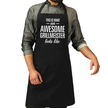 Awesome grillmeister keuken schort zwart voor heren - Feestschorten