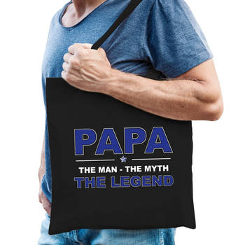 Papa the legend tas zwart voor heren vaderdag cadeau - Feest Boodschappentassen