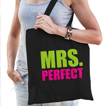 Mrs. perfect cadeau tas zwart voor dames - Feest Boodschappentassen