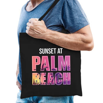 Sunset at Palm Beach tasje zwart voor heren - Feest Boodschappentassen