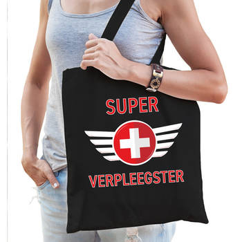 Super verpleegster cadeau tas zwart voor dames - Feest Boodschappentassen