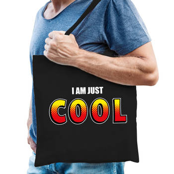 I am just cool tas / shopper zwart katoen heren - Feest Boodschappentassen