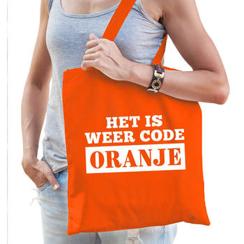 Het is weer code Oranje katoenen tas voor dames - Feest Boodschappentassen