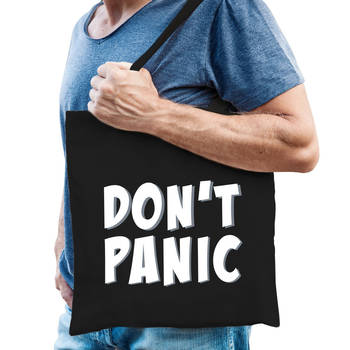 Dont panic / geen paniek cadeau tas zwart voor heren - Feest Boodschappentassen