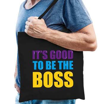 Its good to be the boss cadeau tas zwart voor heren - Feest Boodschappentassen