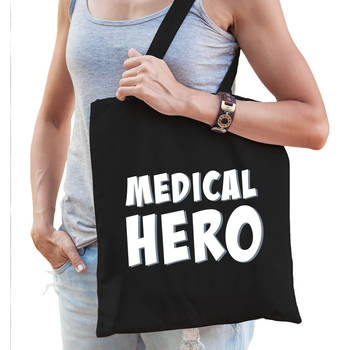 Medical hero/ zorgpersoneel cadeau tas zwart voor dames - Feest Boodschappentassen