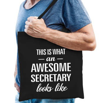 Awesome secretary / secretaris cadeau tas zwart voor heren - Feest Boodschappentassen