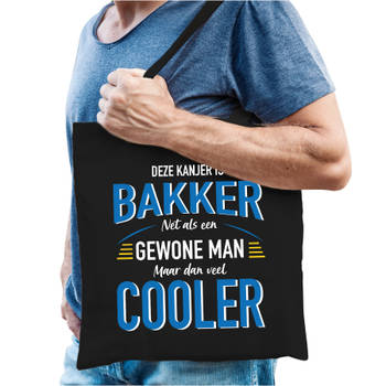 Bakker katoenen tas zwart voor heren - gewone man maar dan cooler - Feest Boodschappentassen