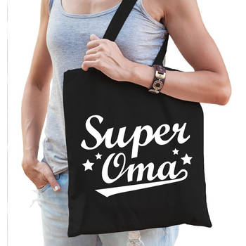 Super oma cadeau tas zwart katoen - Feest Boodschappentassen