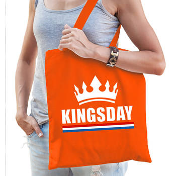 Oranje Koningsdag tas met Kingsday bedrukking voor dames - Feest Boodschappentassen