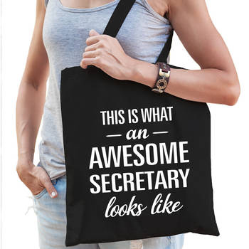 Awesome secretary / secretaris cadeau tas zwart voor dames - Feest Boodschappentassen
