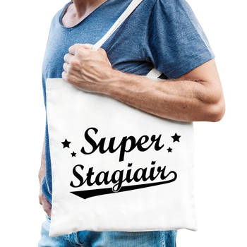 Super stagiair cadeau tas / shopper naturel katoen voor heren - Feest Boodschappentassen