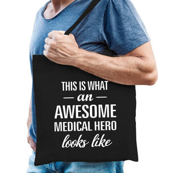 Awesome medical hero / held cadeau tas zwart voor heren - Feest Boodschappentassen
