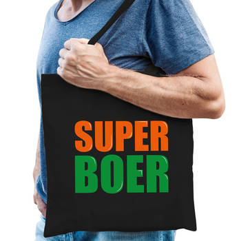 Super boer cadeau tas zwart voor heren - Feest Boodschappentassen