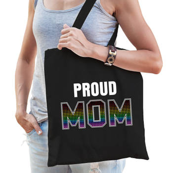 Proud mom regenboog tasje- katoenen kadotas voor trotse moeders - lesbo / lhbt / rainbow - Feest Boodschappentassen