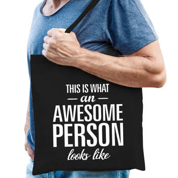 Awesome person / persoon cadeau tas zwart voor heren - Feest Boodschappentassen