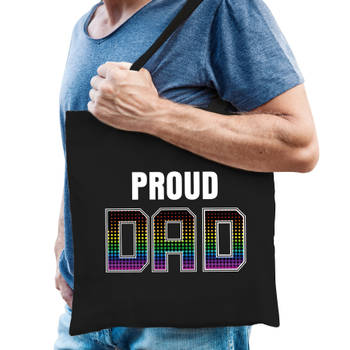 Proud dad regenboog tasje- katoenen kadotas voor trotse vaders - gay / lhbt / rainbow - Feest Boodschappentassen