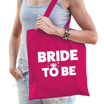 1x Vrijgezellen Bride To Be tasje roze dikke letters dames - Feest Boodschappentassen