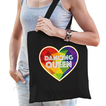 Bellatio Decorations Gay Pride tas - dancing queen - katoen - 42 x 38 cm - LHBTI - Feest Boodschappentassen